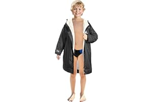 Catalonia Swim Parka with Hood, Lightweight Youth Surf Swim Jacket, Waterproof & Warm Sherpa Lined Swim Coat