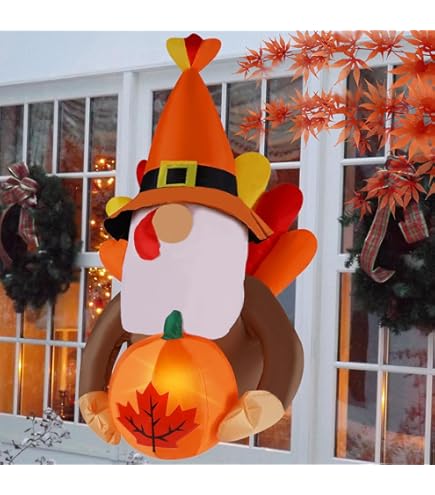 4FT Easter Inflatables Gnome With Egg Decoration, LED Lighted Easter