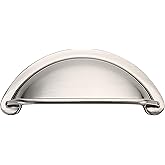 Alzassbg 10 Pack Brushed Satin Nickel Cabinet Cup Pulls, 3 Inch(76mm) Hole Centers Cabinet Handles Hardware Bin Cup Metal Dra