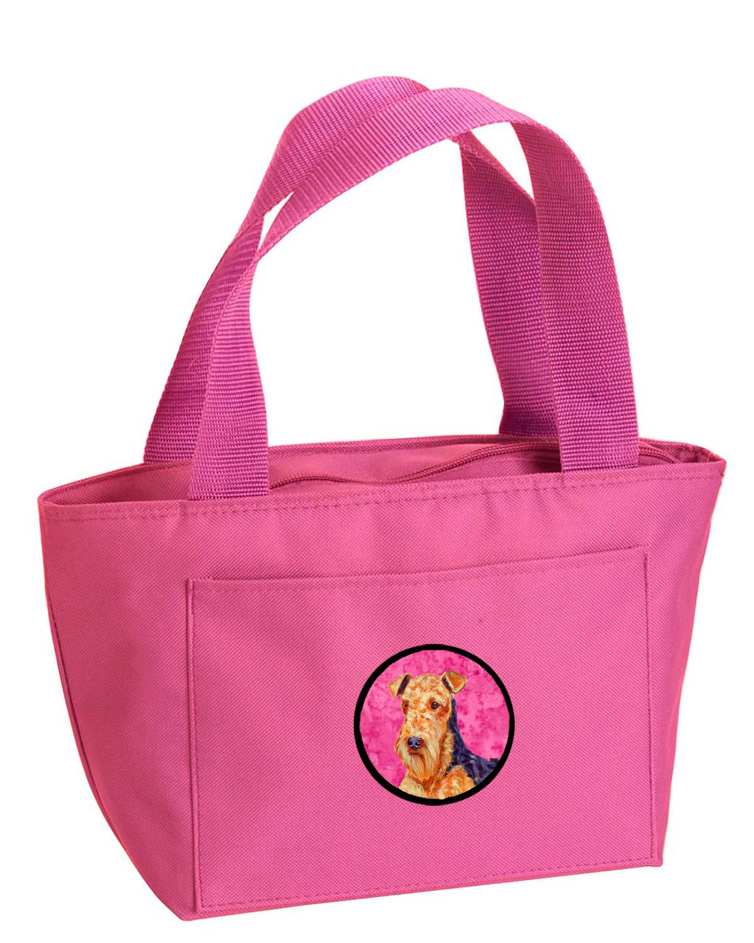 Caroline's Treasures LH9381PK Airedale Lunch or Doggie Bag, Large, Pink