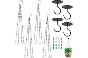 QRRICA 4 Pack Plant Hanger and Hook Set - Ideal for Bird Feeders, Planters, Lanterns, Flower Pots - Sturdy Metal, 25.4-inch 4-Leads.
