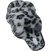JIASUQI Women's Open Toe Slippers Fuzzy Fluffy House Slippers for Women Cozy Criss Cross Furry Slides Slippers