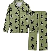 Schbbbta Boys Silk Pajamas Set Long Sleeve 2 Piece Sleepwear Button-Down Nightwear