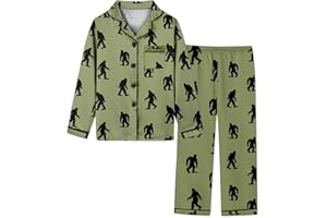 Schbbbta Boys Silk Pajamas Set Long Sleeve 2 Piece Sleepwear Button-Down Nightwear