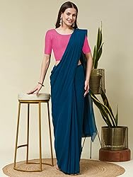 SEEANS Stretchable Cotton Fabric Readymade Saree