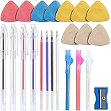 Tailors Chalk,Sewing Fabric Chalk and Fabric Markers for Quilting,10PCS Tailor’s Chalk,4PCS Heat Erasable Fabric Marking Pens