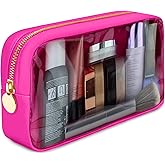 DANCOUR Clear Makeup Bag Mini Makeup Bag for Purse Mini Pouch Purse Clear Small Cosmetic Pouch Cosmetic Travel Case (Small, Hot Pink)