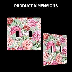 Moslion Pink Peony Flowers 2-Gang Switch Covers