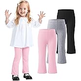 ZUEMET 3 Pack Baby Girls Flare Leggings Toddler Bell Bottoms Pants Infant Girl Soft Cotton Clothes Size 18M-5T