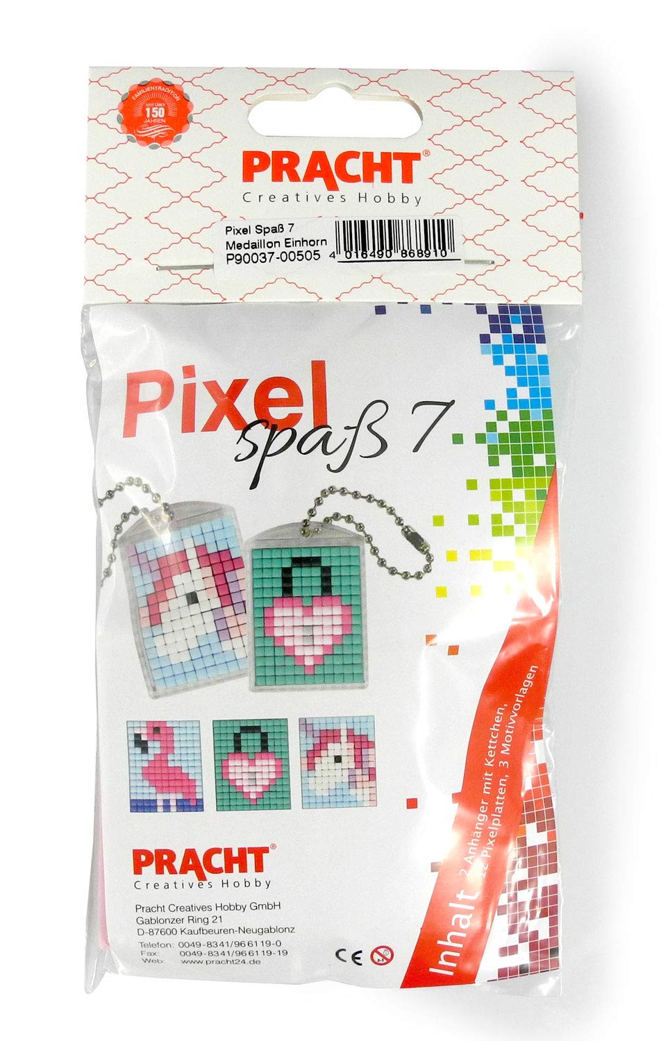 Pixel P90037-00505 Fun Craft Set 7, for Designing 2 Keyrings (Lockets) for Children, Easy Plug-In System, No Ironing or Gluing, Organic Plastic Stones