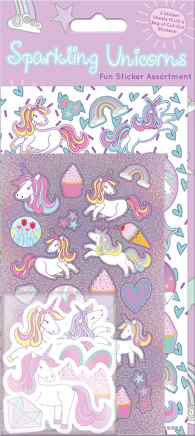 Paper Projects 01.70.31.010 Unicorns Assortment Pack (3 Types of Stickers), Pink, 24.5cm x 11cm