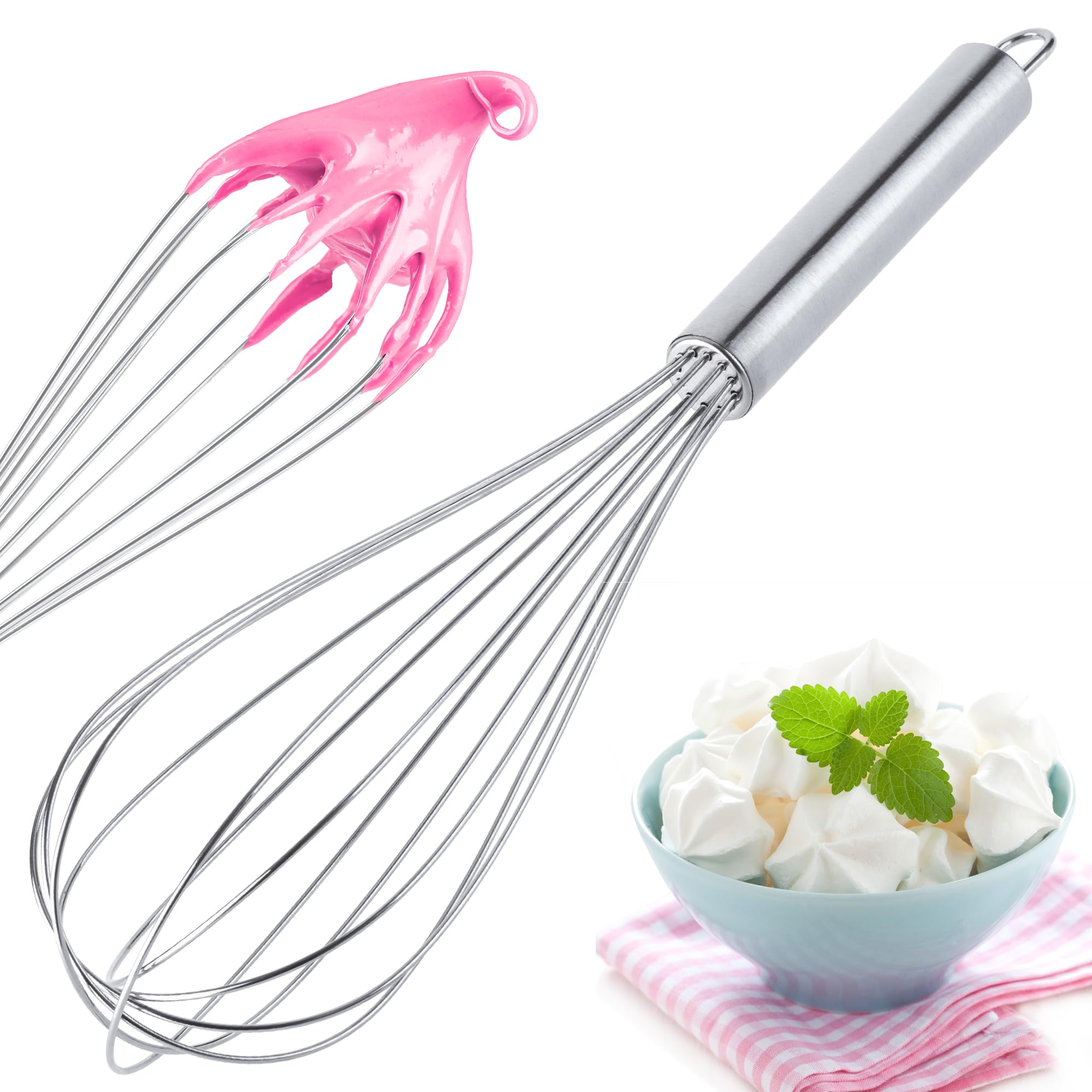 KADAX Hand Whisk, Stainless Steel Balloon Whisk for Cooking, Baking, Manual Kitchen Whisk for Beating Egg, Blending Sauce, Whisking Cream (30 cm)