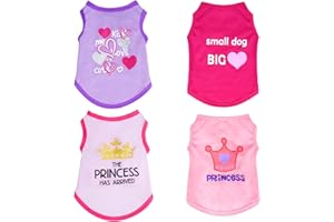 Pistha 4 Pack Dog Shirts Summer Printed Puppy Clothes Cute Sleeveless Pet T Shirts Dog Clothes for Small Medium Dogs Cats Gir