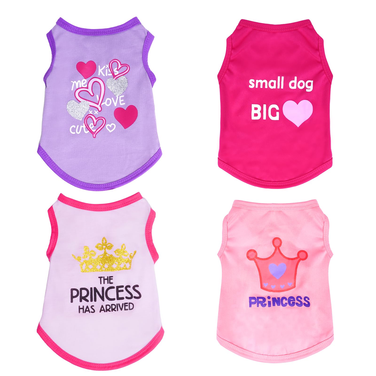 Photo 1 of Pistha 4 Pack Dog Shirts Summer Printed Puppy Clothes Cute Sleeveless Pet T Shirts Dog Clothes for Small Medium Dogs Cats Girl(S)