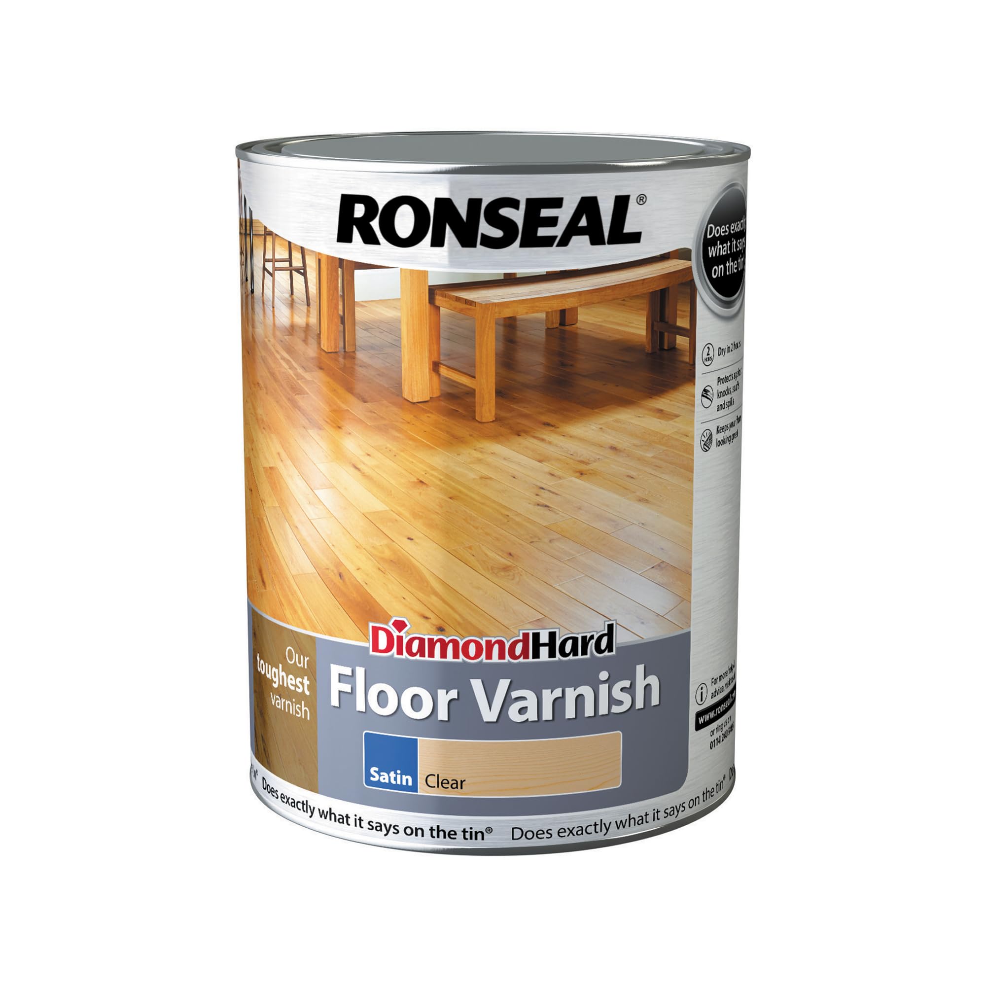 Ronseal DHFVS5L Diamond Hard Floor Varnish Satin 5 Litre