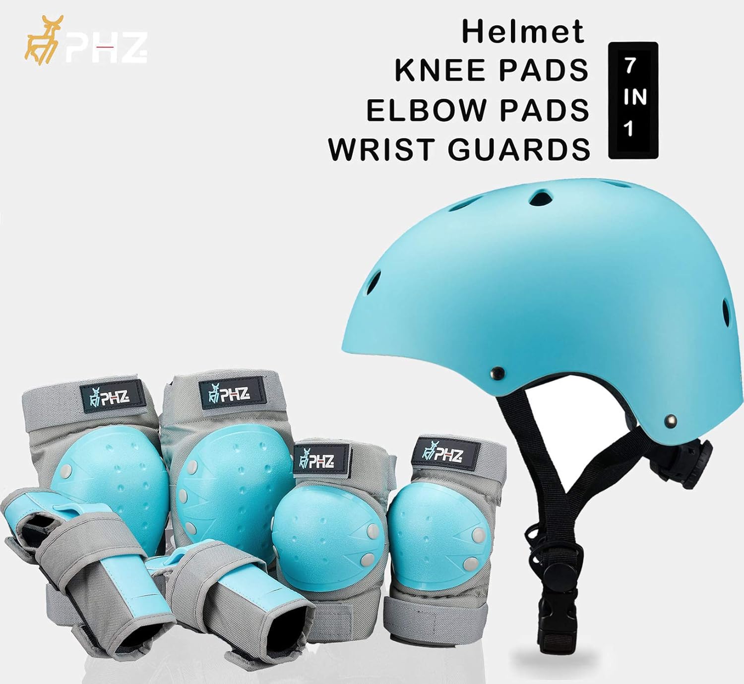 PHZ. Kids Adults Bike Helmet Adjustable Helmet for Toddler Child Youth Adult, Knee Pads Elbow Pads Wrist Guards Kids Protective Gear Set for Multi Sports Scooter, Skateboarding, Biking, Roller Skating : Sports & Outdoors