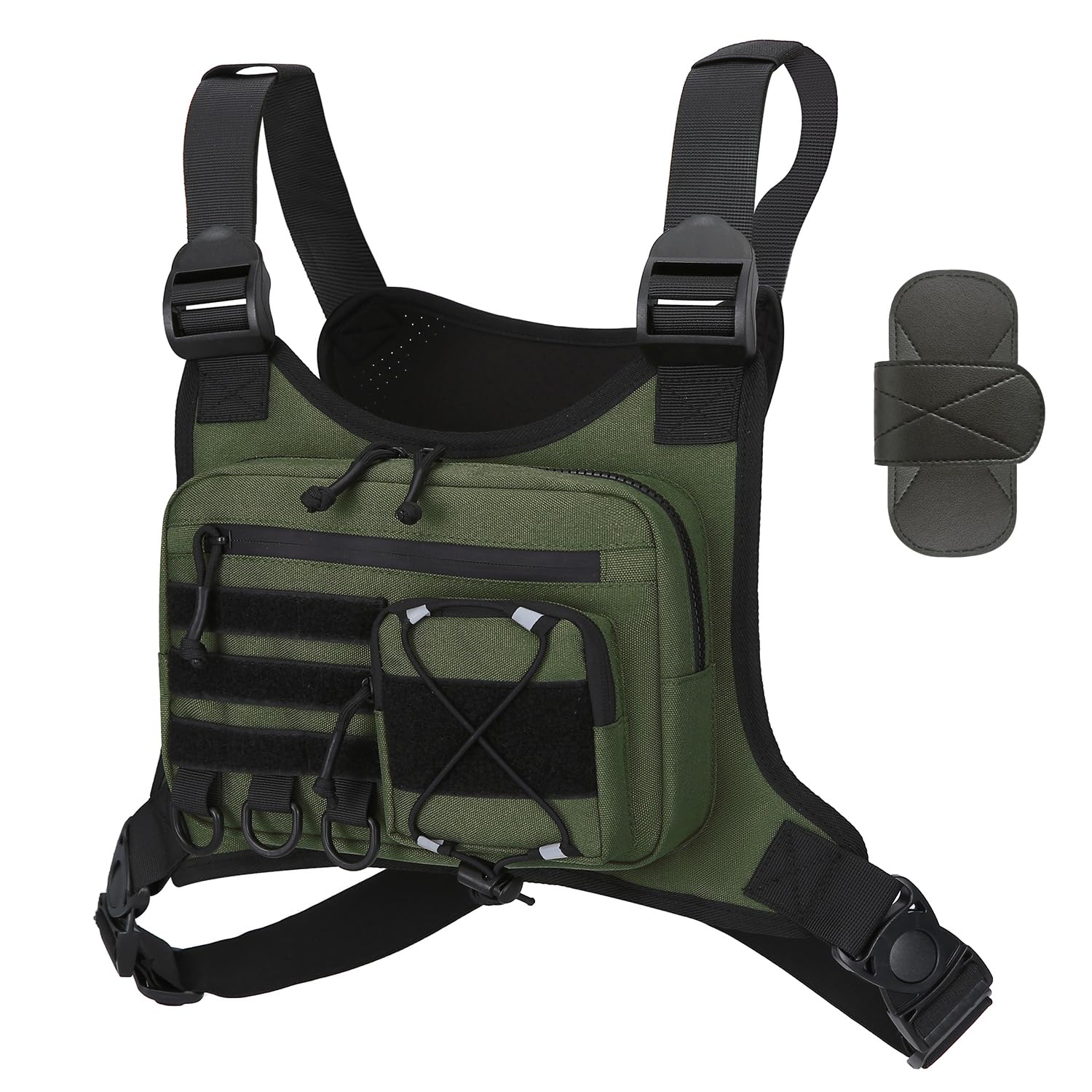 FTCYCRU Outdoor Running Chest Bag for Men and Woman with Extra Storage, Water Resistant Sports Chest Pack Lightweight Running Waist Packs for Workouts Cycling Hiking (Style1 Olive)