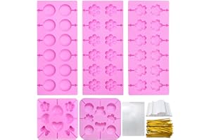 YUX-DTDSU 5Pcs Silicone Lollipop Molds, 8 & 12 Holes Hard Candy Chocolate Molds, Nonstick Lollipop Sucker Mold for Gummy, Jel