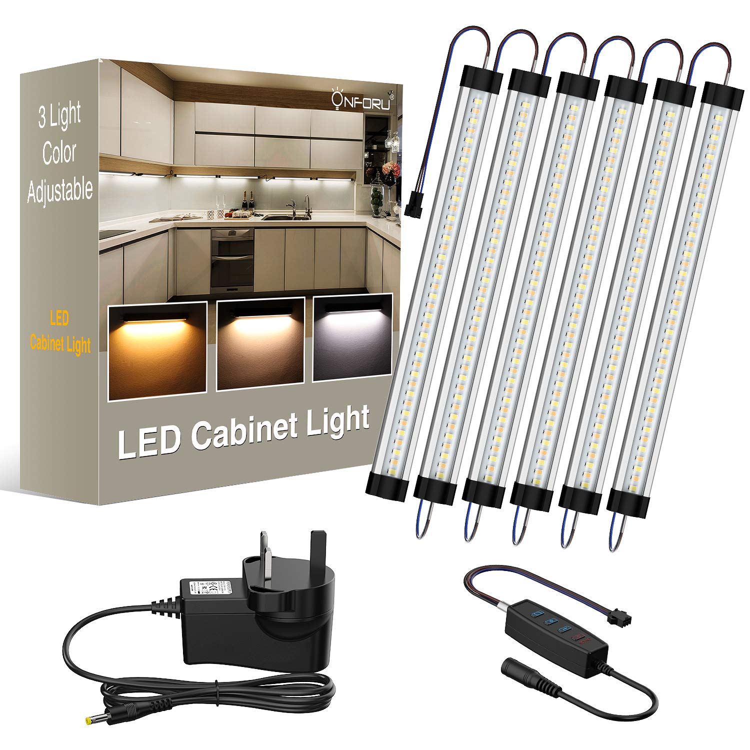 Onforu LED Under Lights Kit, 3 Colours Adjustable, 2400LM