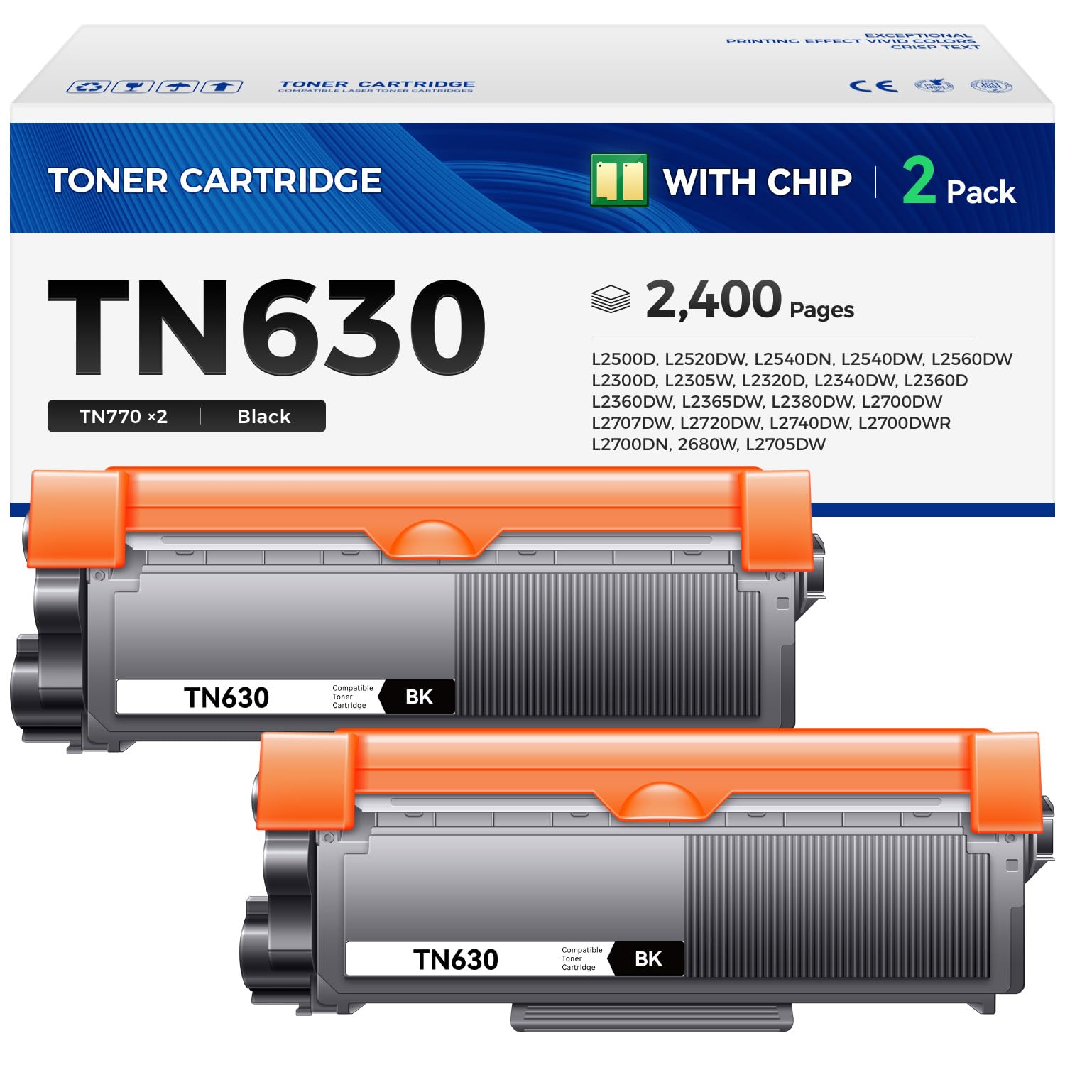 TN630 Toner Cartridge Black 2-Pack Printer