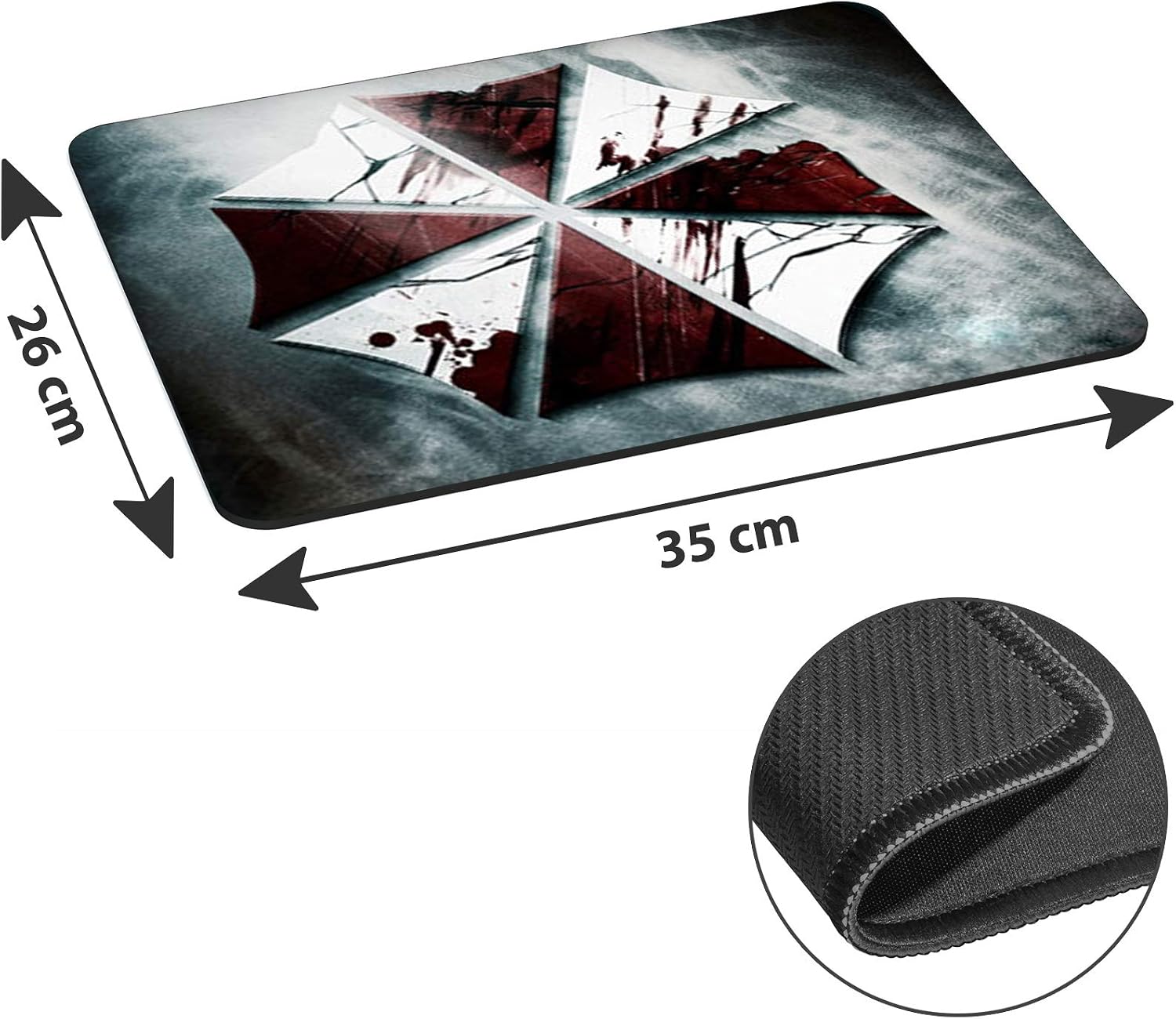Pedea Gaming and Office Mouse Pad - 350 x 280 mm - with Stitched Edges and Non-Slip Bottom, Umbrella, 35 x 26 cm - Image 3