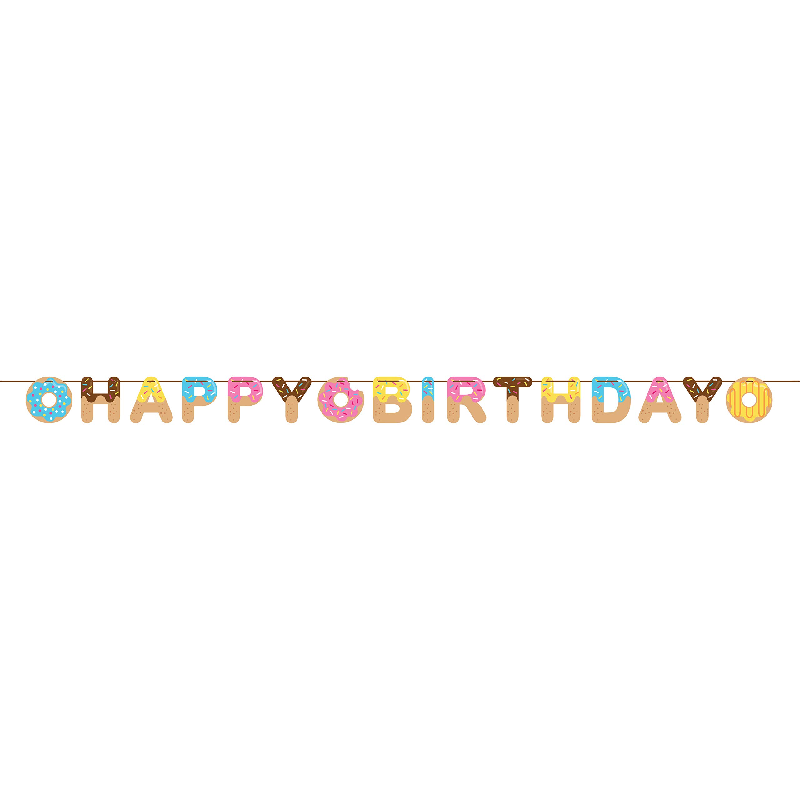 Creative Party PC324234 Donut Theme Happy Birthday Ribbon Banner-1 Pc, Paper, Multicolor 6" x 8.5'