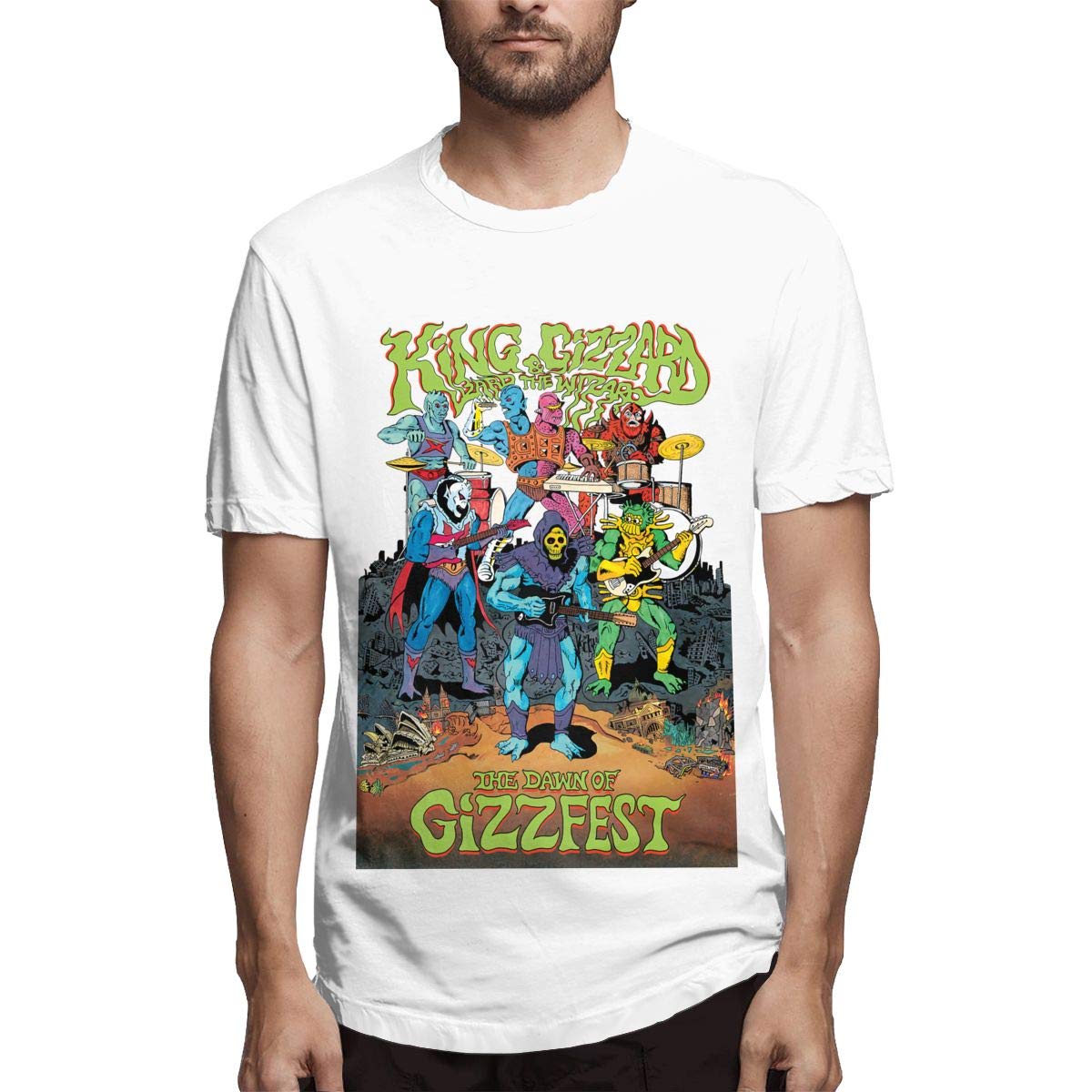 Kisdfinda King Gizzard And Lizard Wizard Fashion Personality Printed Round Neck Short-slee