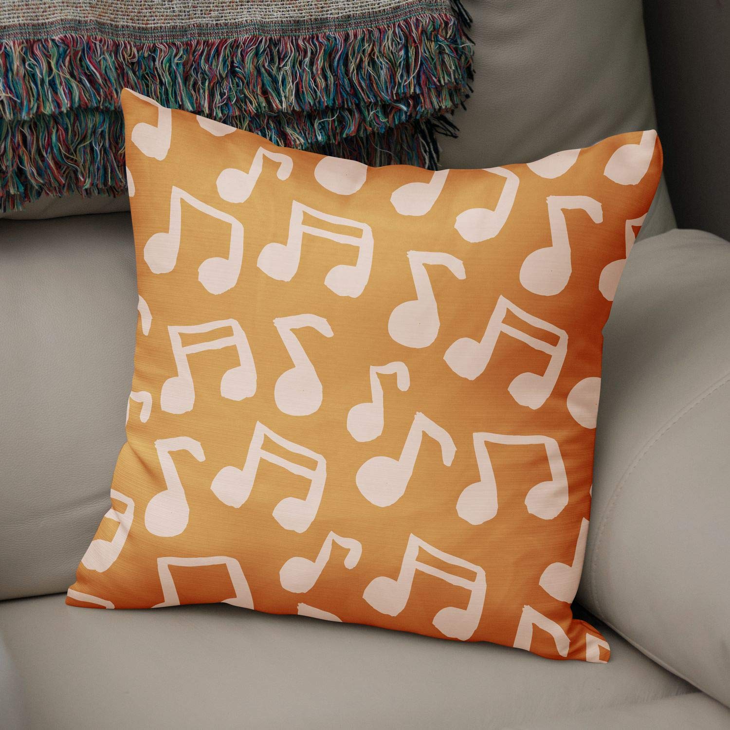 Bonamaison Decorative Cushion Cover Orange & Off White, Throw Pillow Covers, Home Decorative Pillowcases for Livingroom, Sofa, Bedroom, Size: 50x50 Cm - Designed and Manufactured in Turkey