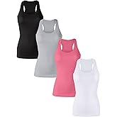 Sugar Sunday Cotton Ribbed Racerback Tank Tops for Women Basic Workout Athletic Tanks Gym Tank Top Yoga Shirts Pack 1-4