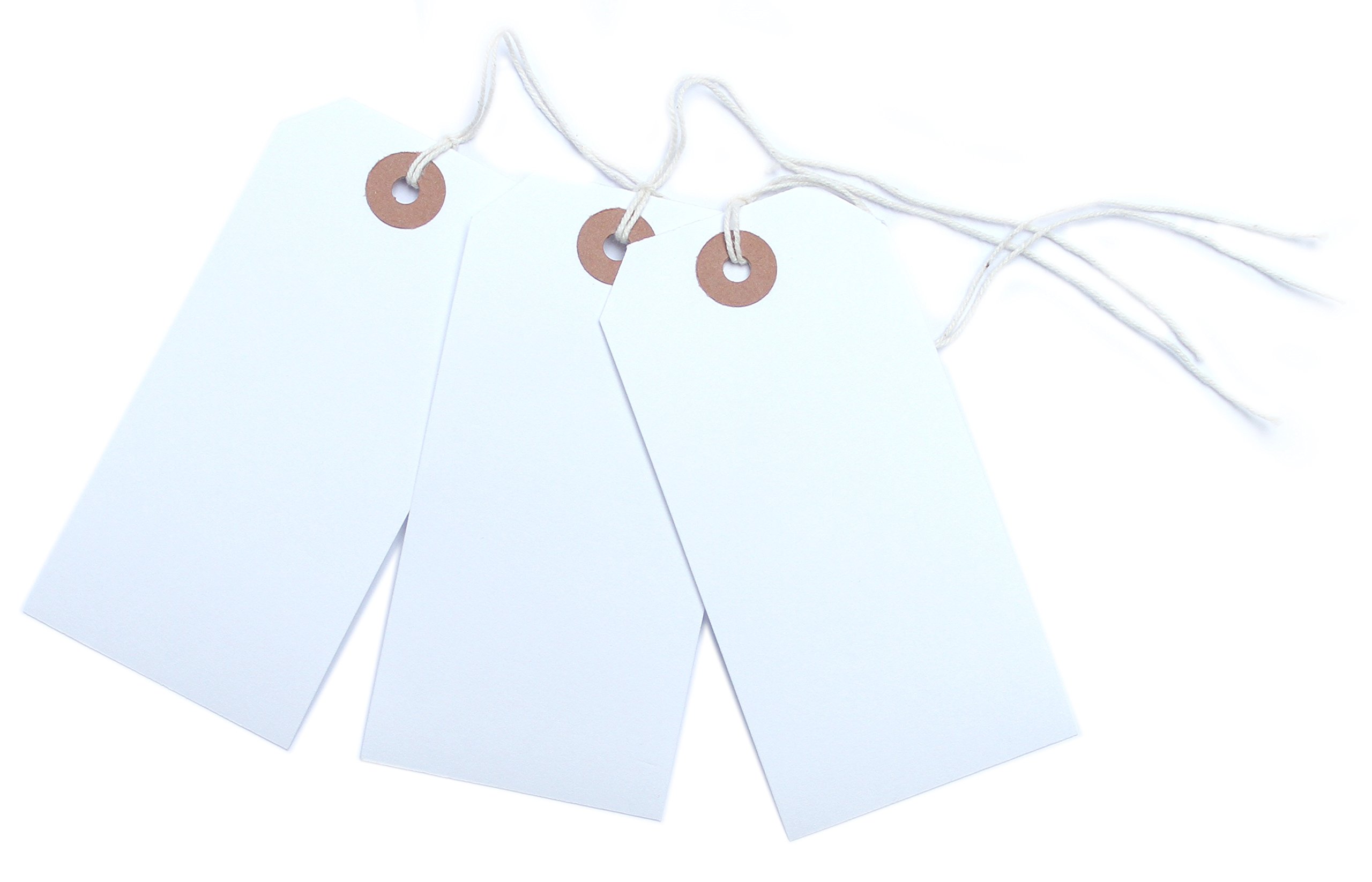 100 White Luggage Labels Gift Strung Tags Cotton String Reinforced
