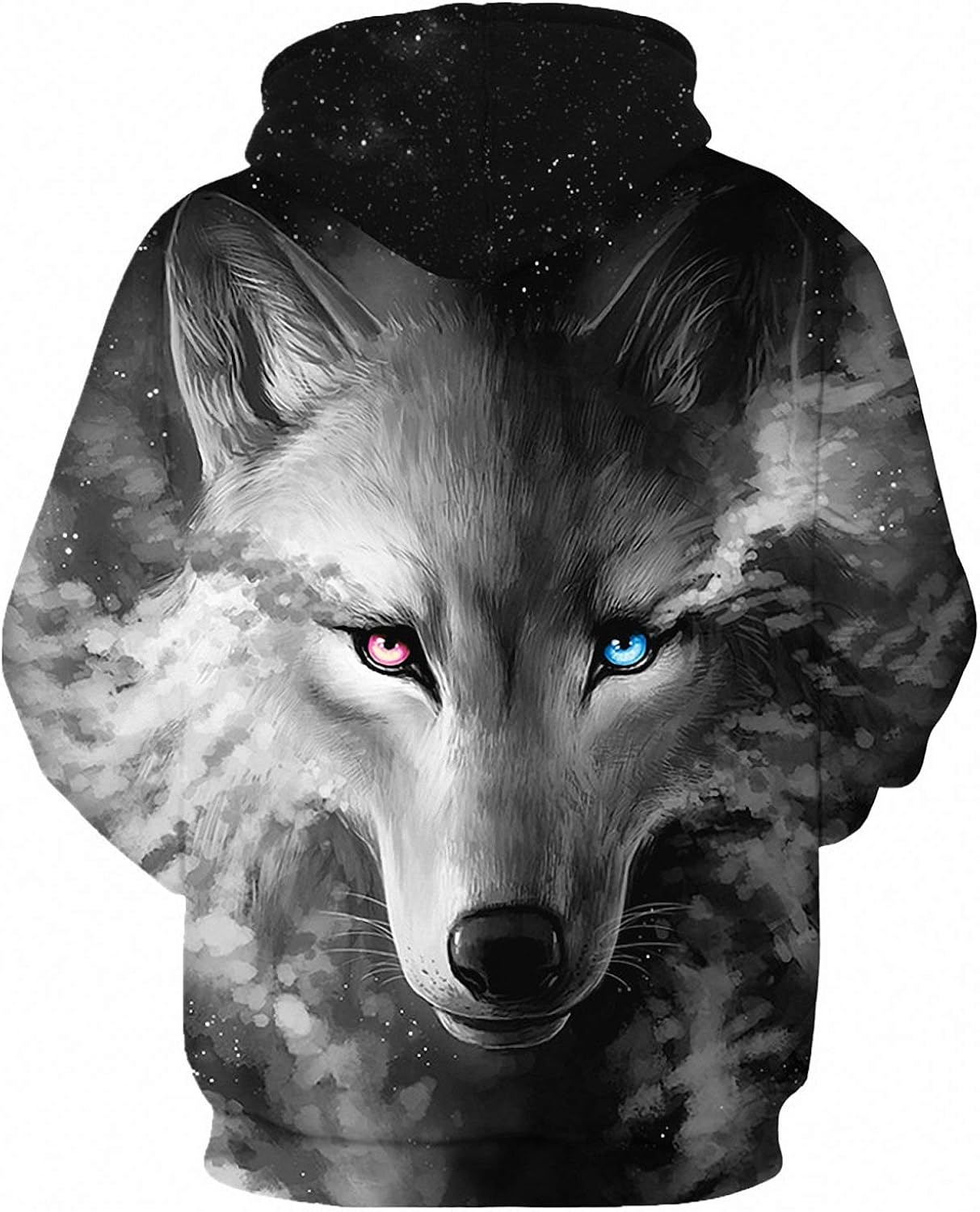 Half Red Blue Fire Ice Wolf Hoodies Men Long Sleeve Pullover Sweatshirts At Amazon Men S Clothing Store