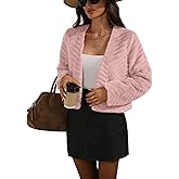 AMZANGEL Women's Faux Fur Oversize Jacket Cropped Warm Winter Furry Coats Long Sleeve Open Front Shrugs Outwear with Pocket