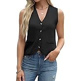 Tanou Sweater Vest for Women Casual Sleeveless Button Up V Neck Cardigan Summer Knit Ribbed Tank Tops