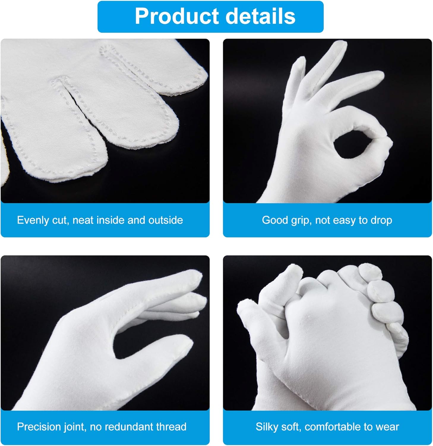 5Pairs(10Pcs) Moisturizing Gloves Overnight, Cotton Gloves for Dry Hands Eczema,White Cotton Gloves for Men and Women,Washable SPA Cotton Inspection Gloves, One Size Fit Most Cloth Gloves: Clothing