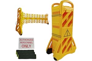 ZUVELLO 13 Foot Portable Driveway Fence Safety Barriers Barricade Expandable Mobile Folding System for Construction Traffic Control Driveway Gate Outdoor