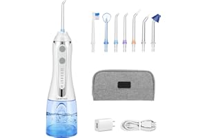 Cordless Water Dental Flosser for Teeth,Leominor 5 Modes Portable Oral Irrigator,with Travel Bag and 7 Jet Tips, IPX7 Waterproof Rechargeable for Home&Travel