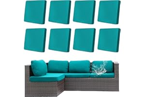 DREAHOTEXTIL 8Pcs Outdoor Cushions Covers Waterproof, Patio Cushion Covers, Stretch Cushion Covers Replacement,Cushion Slipcovers, Furniture Cushion Covers (Peacock Blue, 8PCS)