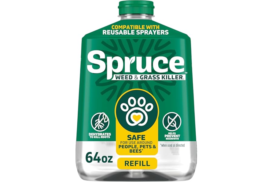 Spruce Weed Killer Refill - Versatile Weed & Grass Killer₃ for Flower Beds, Driveways & Mulch Beds - No Pour, No Mix, No Mess