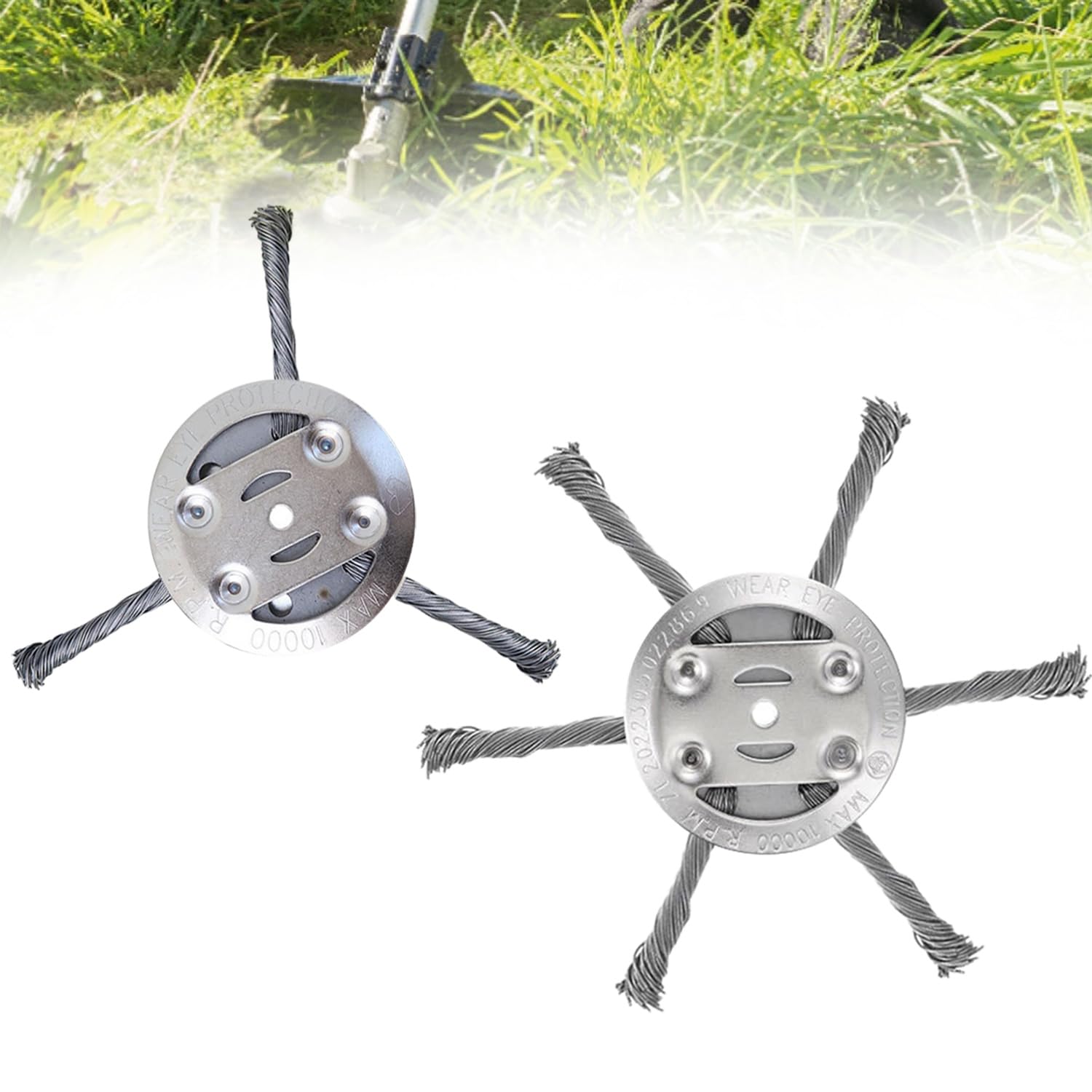 Photo 1 of 2PC Steel Wire Grass Trimmer Head,6 Inch String Trimmer Replacement Head,2025 New Wire Weed Trimmer,Steel Cord Brush Cutter Trimmer Replacement with Most Lawn Mower
