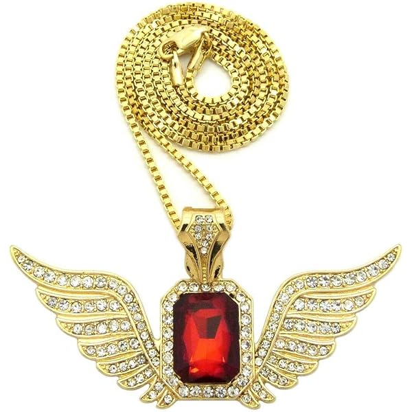 ICED GOLD PT CZ STONES OVO O PENDANT & 24" BOX CHAIN HIP HOP BUST DOWN NECKLACE - Foto 2