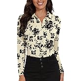 Soneven Womens Golf Polo Shirts 3/4 Long Sleeve V Neck Button Down Shirts Business Causal Work Blouses Tops