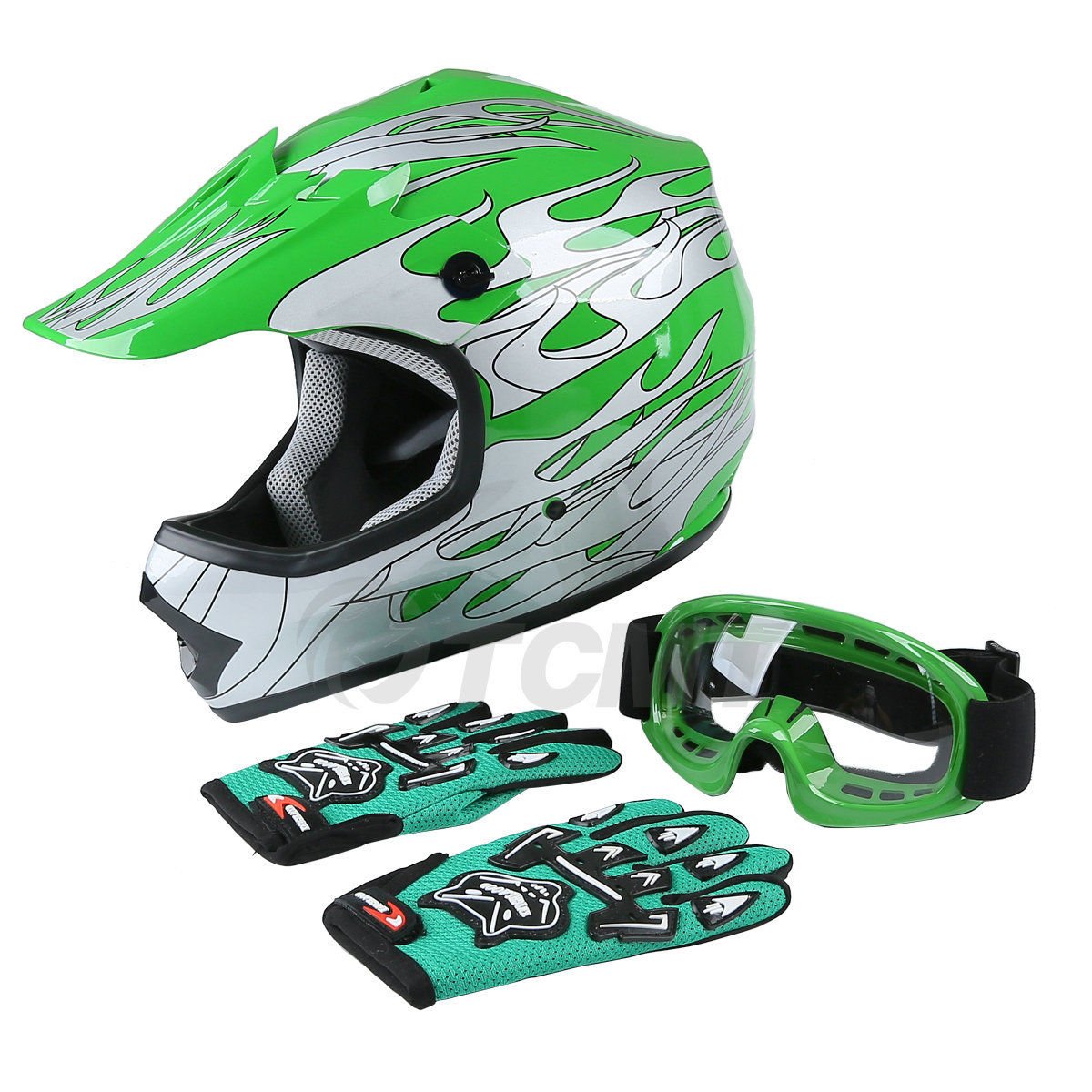 TCMT Dot Youth & Kids Motocross Offroad Street Helmet Blue Flame