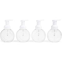 MHO Containers | Clear Foaming Soap Dispenser with White Pump Locking Mechanism BPA/Paraben Free PET Plastic 250mL/8.5fl oz -