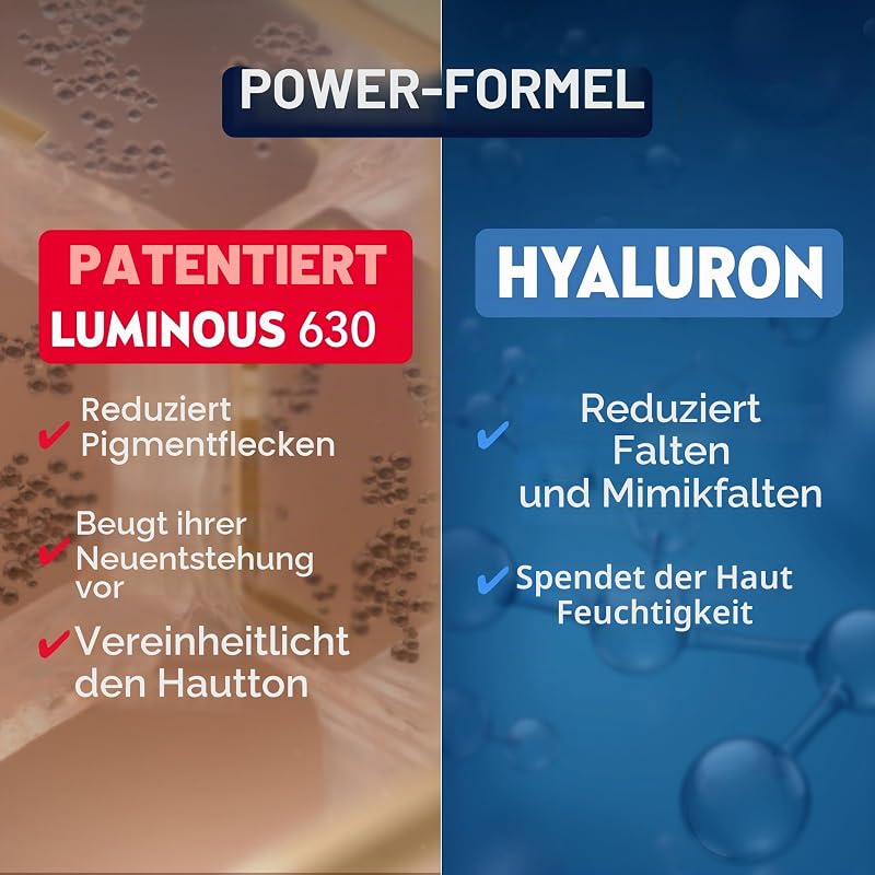 POWER Anti-Aging Serum 2-in-1 Anti-Falten und Anti-Falten (1 x 30 ml), Feuchtigkeitsspendendes Gesichtsserum mit Luminous 630 für Herren, Anti-Flecken-Serum mit Hyaluronsäure