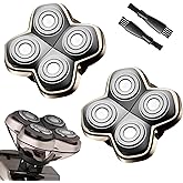 2Pack PRO 4 Head Replacement Blade Compatible with Pitbull Shaver Replacement Blade,Rotary 4 Blades Compatible with Skull Pitbull Gold/Silver/Platinum PRO,Blades Fit for Butterfly Kiss Head Shavers.