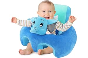 KAKIBLIN Baby Support Sofa, Baby Chairs for Sitting Up,Infant Sitting Chair Sofa Plush Baby Learning to Sit Chair Infant Seats for Sitting Up for 6-16 Months Baby Blue Elephant-1