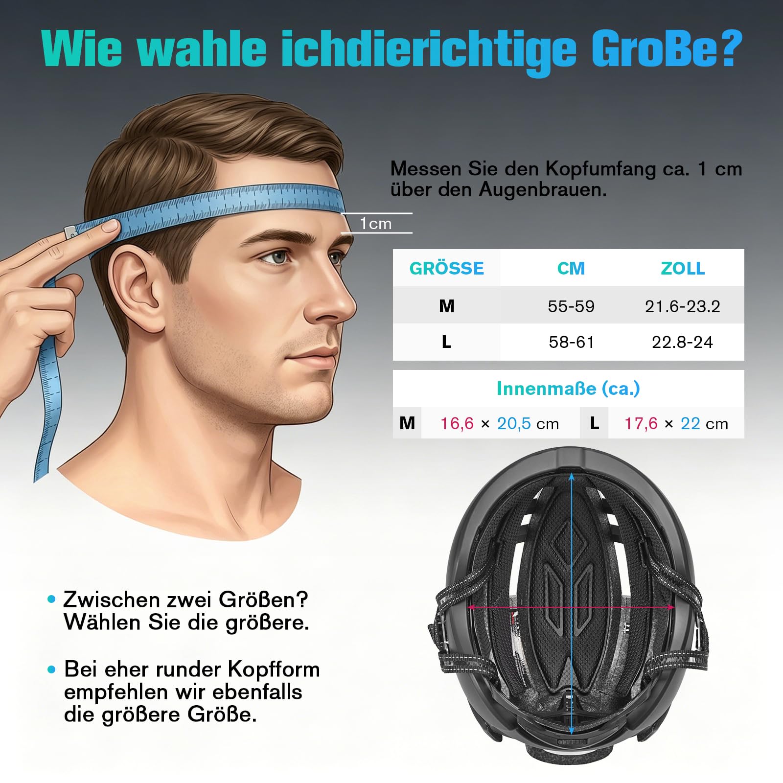 Fahrradhelm Herren Damen, Leichter Fahrradhelm Erwachsene für City & Rennrad mit Magnetverschluss, 16 Belüftungsöffnungen, CE EN1078 – Verstellbar M/L (55–61 cm, ca. 290–300g) 7