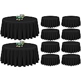 10 Pack Black Round Tablecloth 90 Inch Washable Polyester Tablecloths for Round Tables Stain Resistant and Wrinkle Table Cloth Decorative Fabric Table Cover for Dining Wedding Party Banquet Buffet