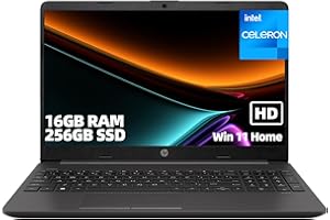 HP 250 G9 Student and Business Laptop 15.6" HD Anti-Glare Display, Intel Celeron N4500, 16GB DDR4 RAM, 256GB PCIe SSD, Wi-Fi,