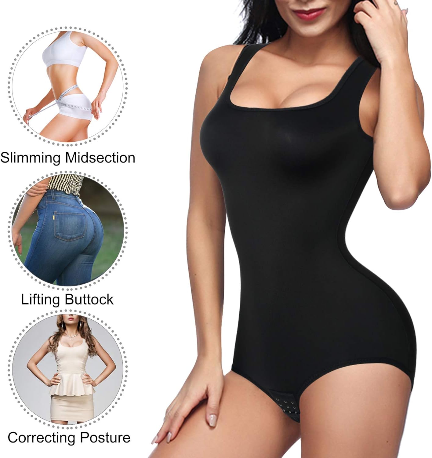 Irisnaya Shapewear Bodysuit Scoop Neck Tank Tops for Women Tummy Control Waist Trainer Vest Full Body Shaper at  Women’s Clothing store